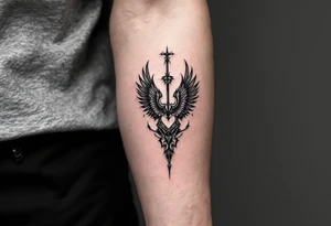 deux corbeau
épée 
un crane
un coeur tattoo idea