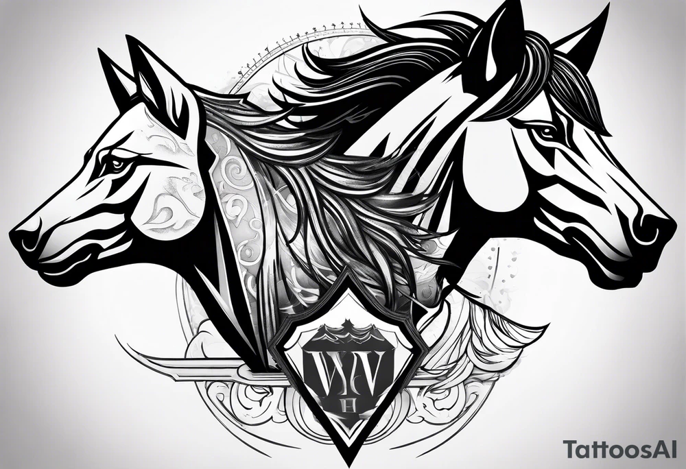 Wolf and horse tattoo idea