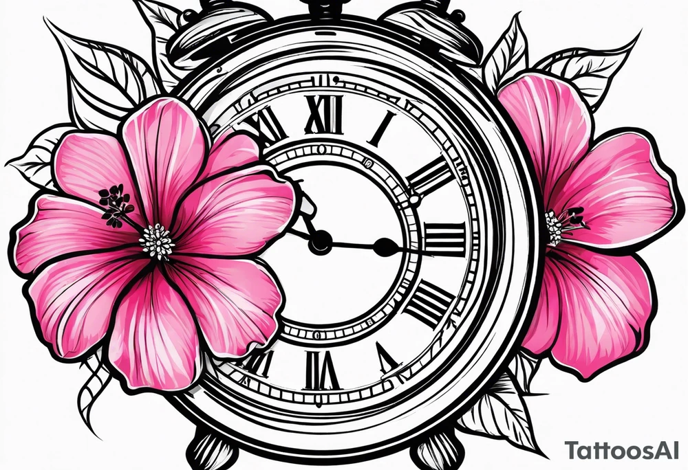 Threrantique pocket clocks one with 905 and the other with 1105 and the other 305 pink hibiscus flower and you will always be my sunshine wrote tattoo idea