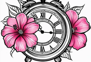 Threrantique pocket clocks one with 905 and the other with 1105 and the other 305 pink hibiscus flower and you will always be my sunshine wrote tattoo idea