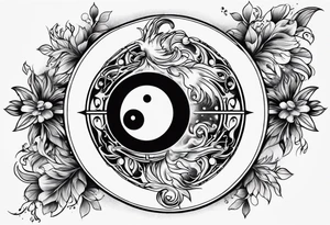 yin yang with fire and water and technology and nature tattoo idea