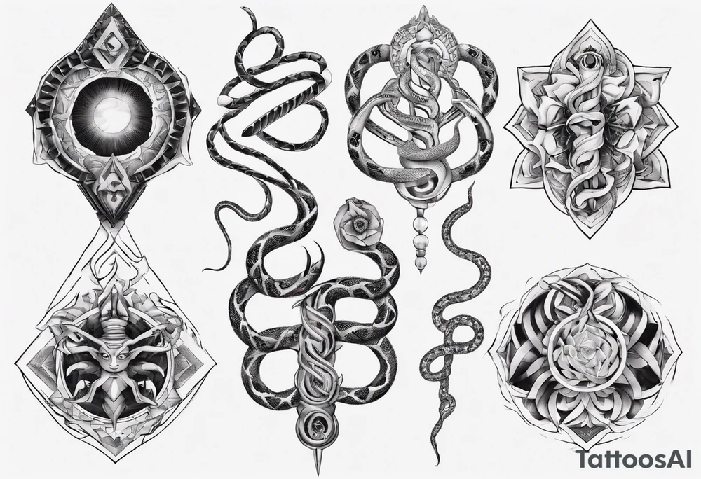 sacred snakes around a vajra tattoo idea