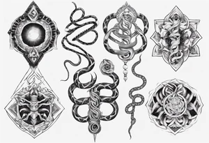 sacred snakes around a vajra tattoo idea