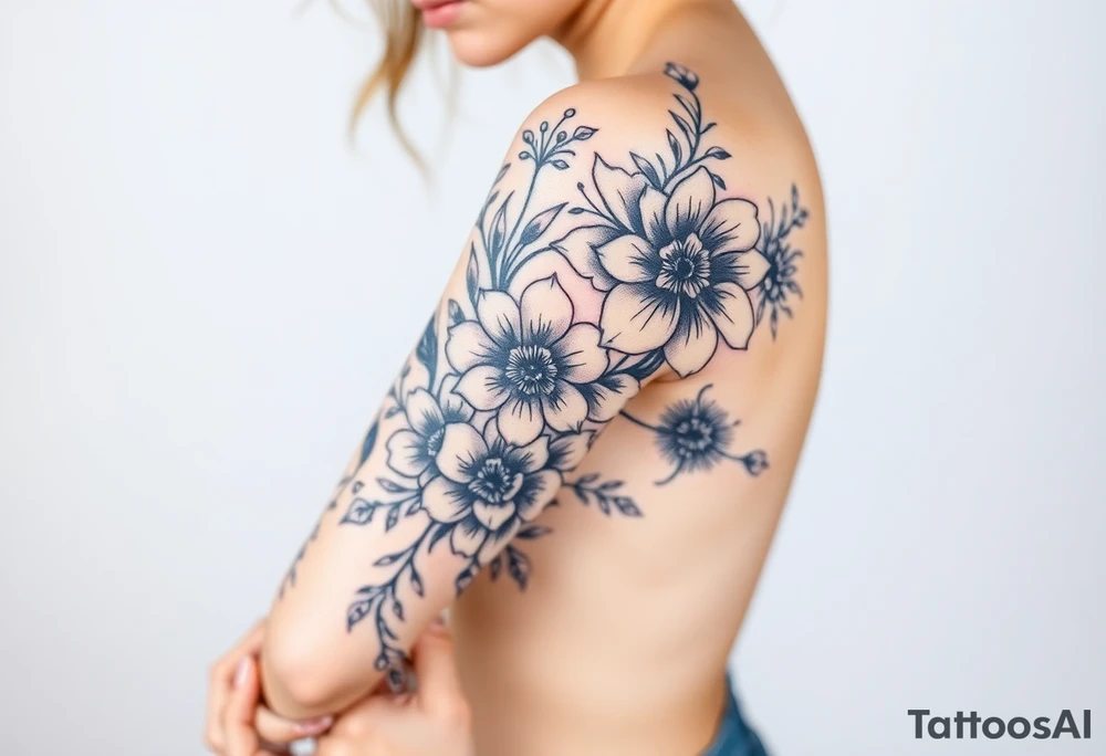 Tribal flowers somoan tattoo idea
