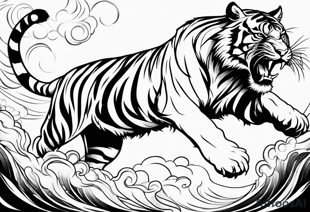 tiger leaping tattoo idea