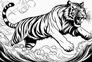 tiger leaping tattoo idea
