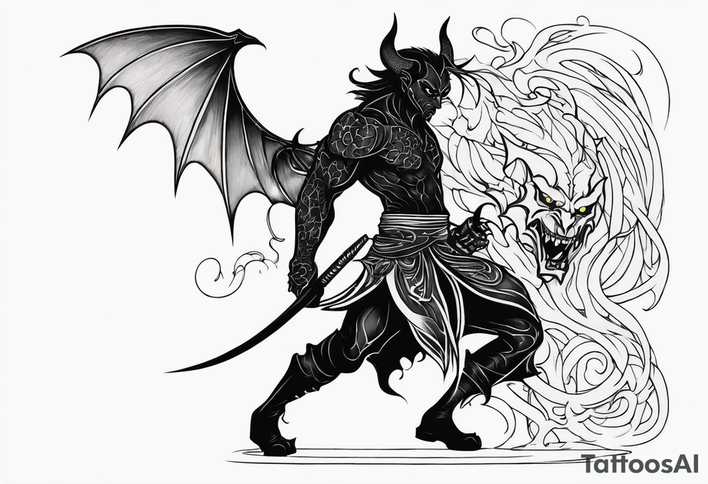 Demon stalking a boy tattoo idea