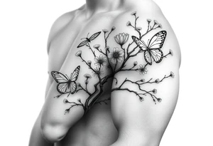 Justin above mini butterflies and cherry blossom tree tattoo idea