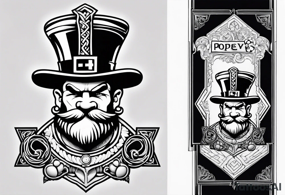 Irish cross popeye tattoo idea