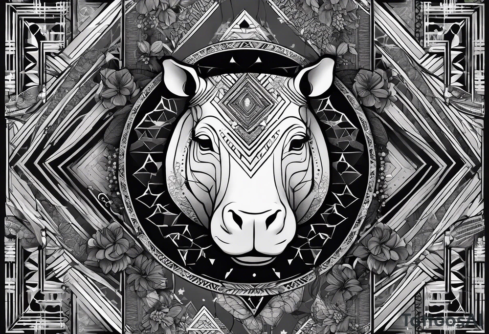 Very asymmetrical, +geometric pattern, with realistic full moon, with hippo,+tribal, +geometric, +inkart , +blackwork, +grey scale, + sketch
with wintersweet flower bud, +inkart touch, +for men, detailed , combined favourite , tattoo idea