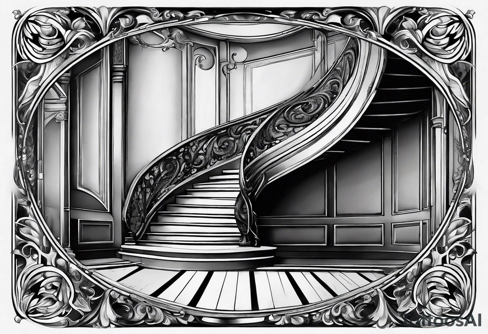 Antique spiral stair case tattoo idea