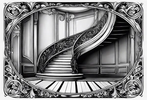 Antique spiral stair case tattoo idea