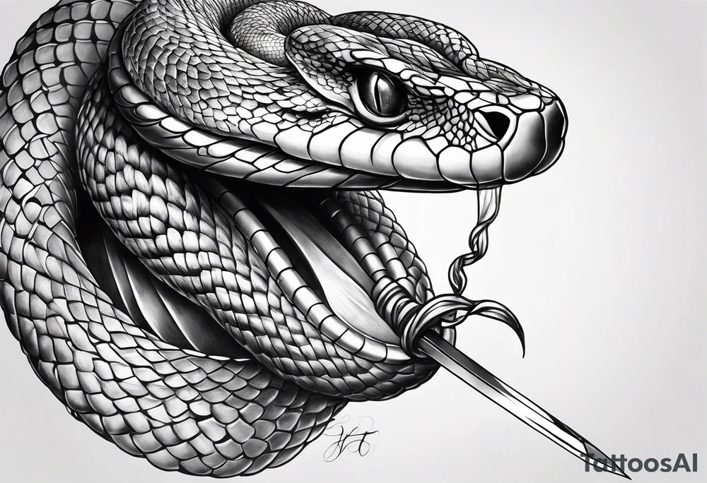 Snake wrapped around sword tattoo idea