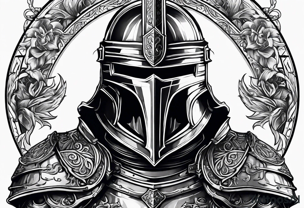 knight with heavy armor with less detail tattoo idea