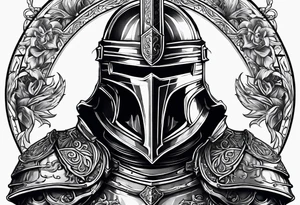 knight with heavy armor with less detail tattoo idea