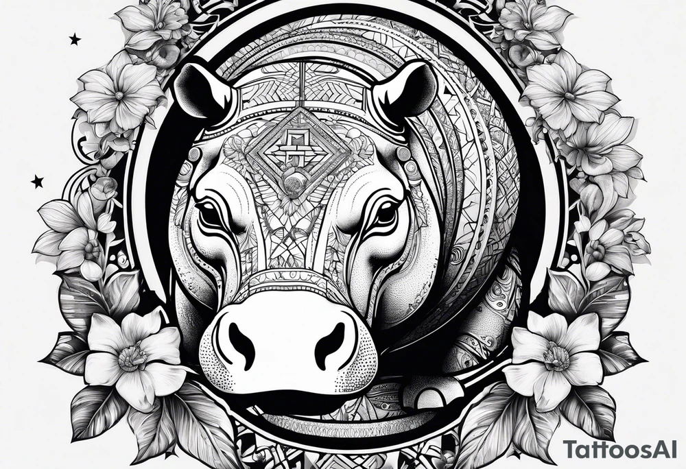 Hippo, flowers, moon, interstella,
fine lines, tribal, geometric tattoo idea Hippo, flowers, moon, interstella,
fine lines, tribal, geometric tattoo idea