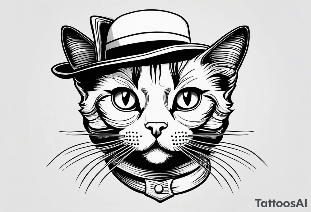 Black cat with a funny hat tattoo idea