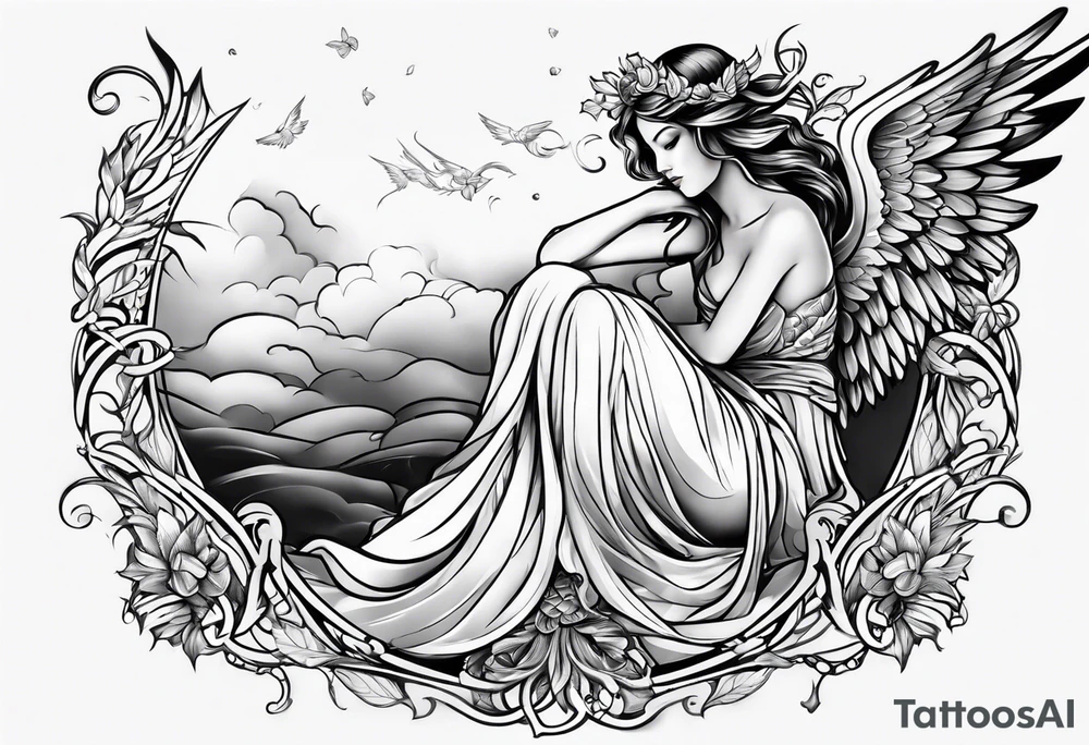 Angel tattoo sleeve tattoo idea