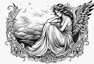 Angel tattoo sleeve tattoo idea