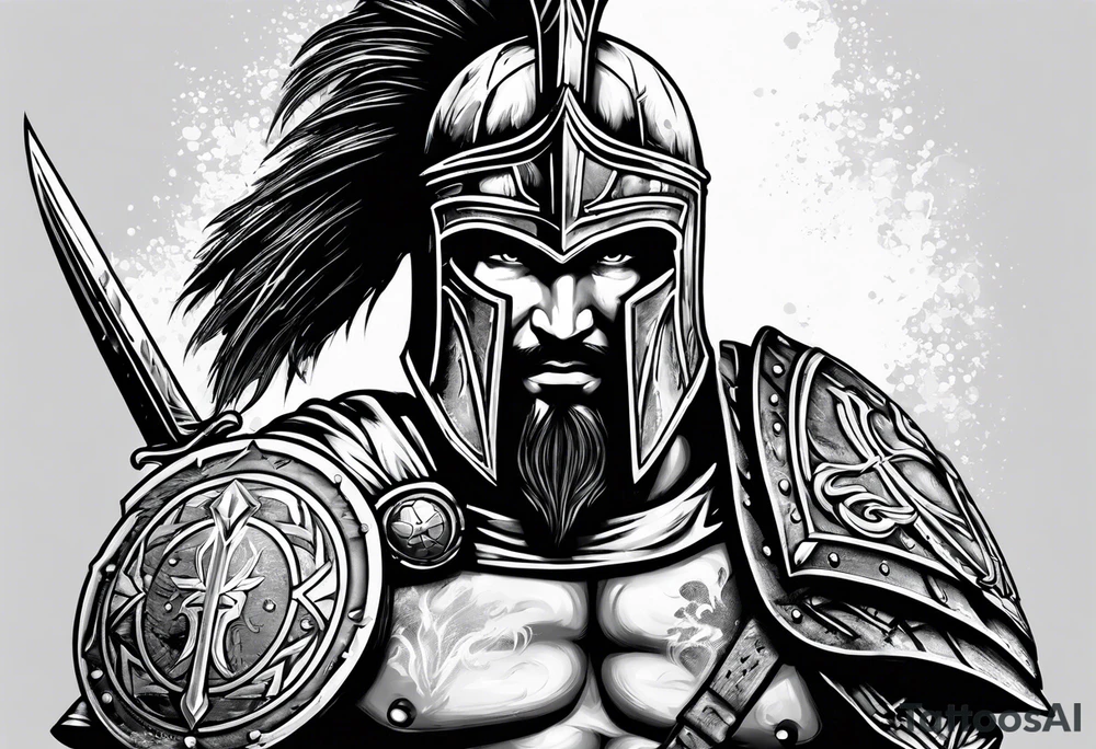 Spartan warrior with shield tattoo idea