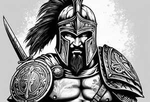 Spartan warrior with shield tattoo idea