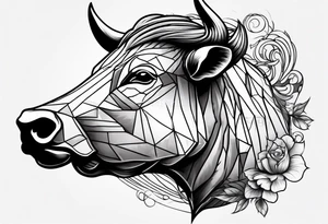 raging bull head busting through tattoo idea