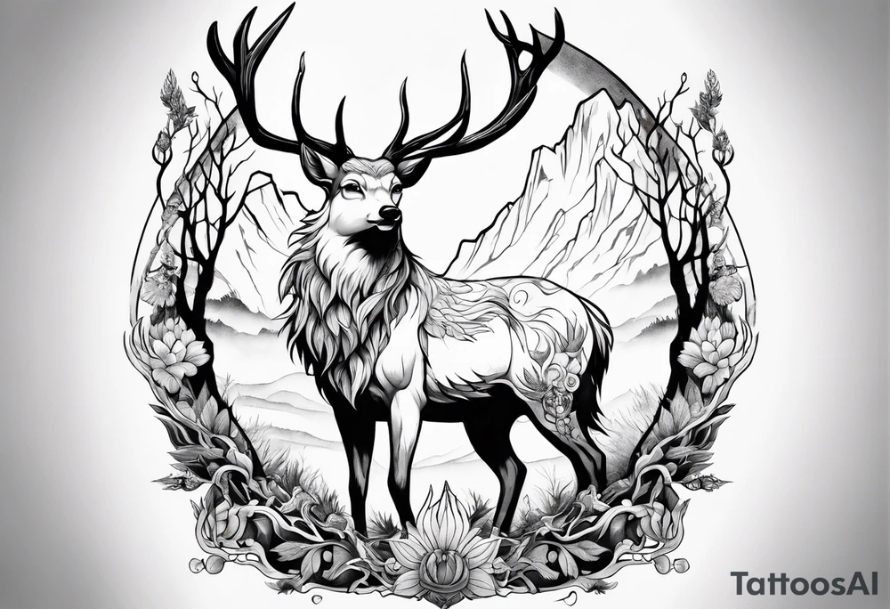 princess mononoke great spirit deer tattoo idea