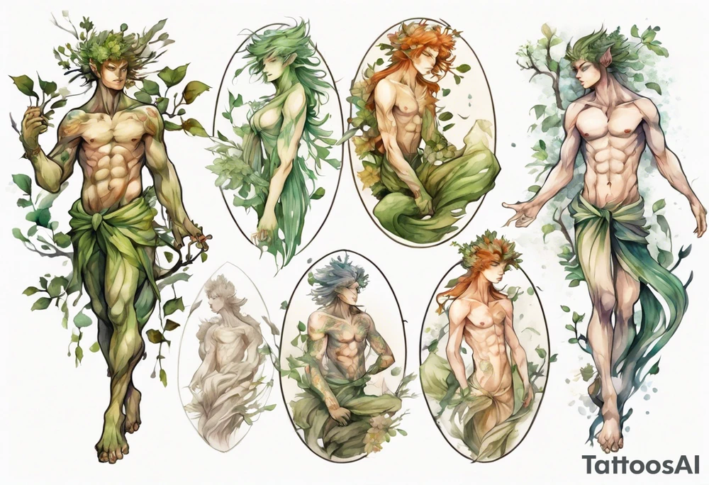 a male dryad beautiful and slender tattoo idea