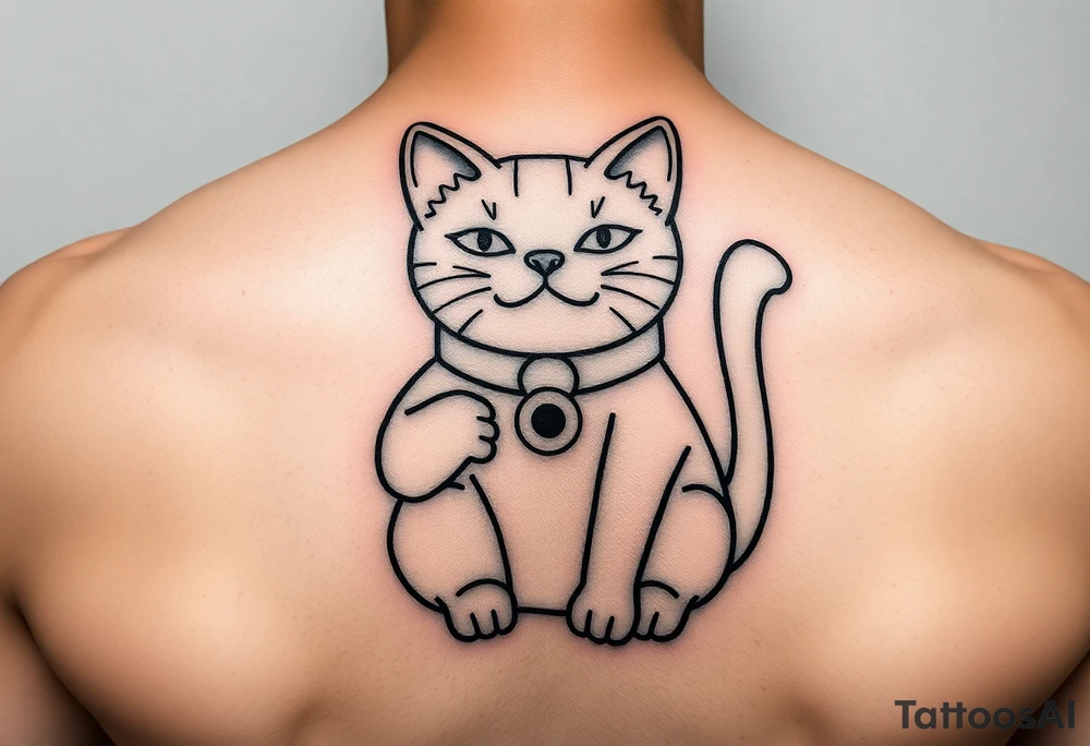 Maneki Neko that symbolises love, courage, free spirit and prosperity tattoo idea