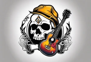 Rock and roll skull with a guitar tattoo idea