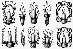 Burning candle in finger loop holder tattoo idea