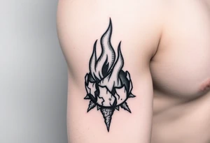 flame in a root ball tattoo idea