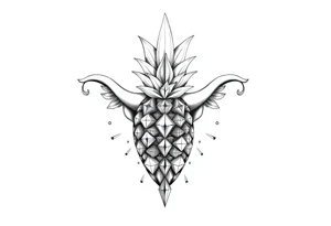 Design around a vagina and anus using a  pineapple with diamonds  and magestic, crown, vagina, anus, pubic tattoo idea