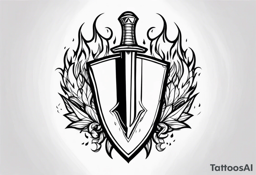 Valhalla sword shield fire tattoo idea
