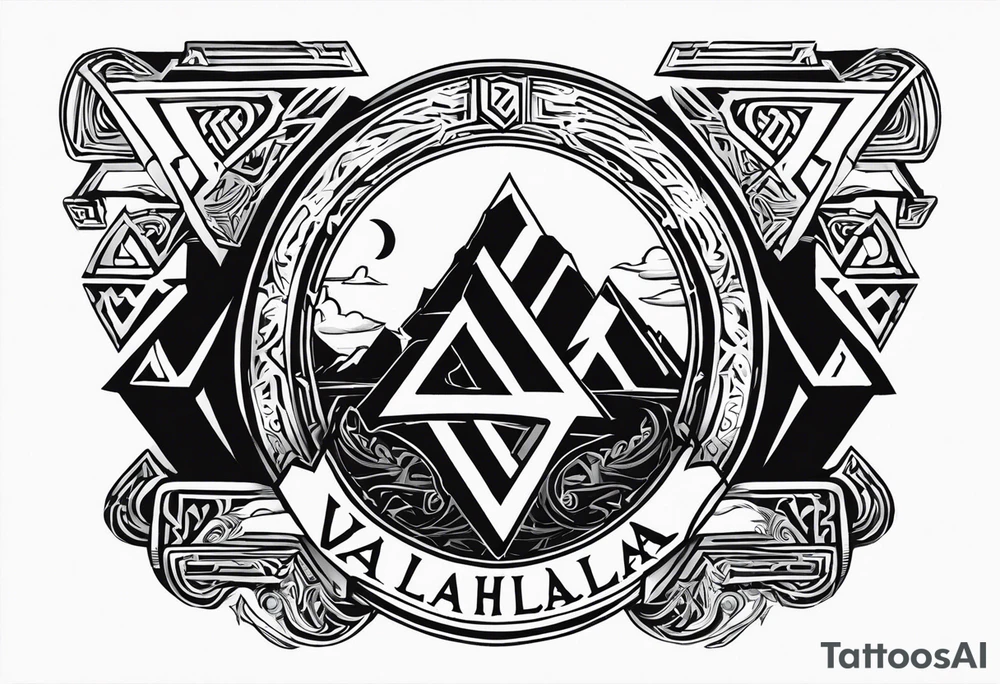 Valhalla stairs
Valhalla stairs sword shield axe
Valknut ruins lightnings tattoo idea