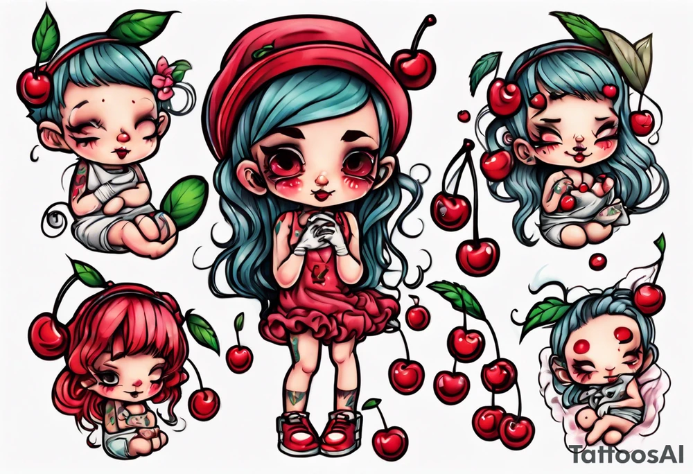cherry cuddles character tattoo idea
