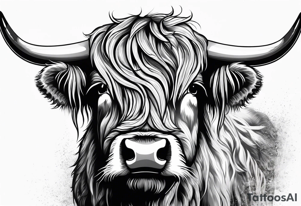 Highland cow in biker helmet tattoo idea