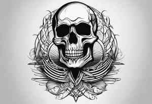 Minimalistic tattoo design that symbolizes the lyric "the lines you're afraid of are all made up". it can include a skeleton dancing on lines. tattoo idea