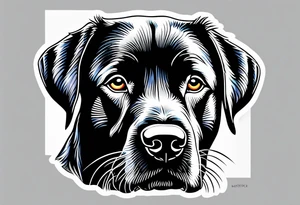 black lab line art tattoo idea