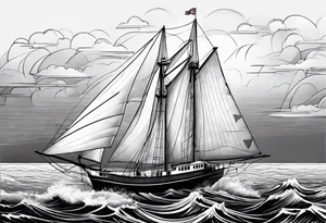 maritime lighthouse in a sailboat serving as a mast for a sail. tattoo idea