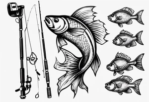 Fishing rod with fish tattoo idea