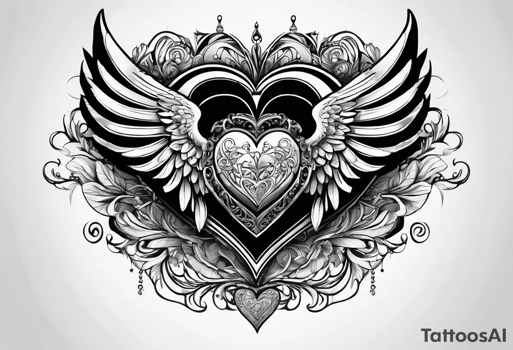 A heart in the form of the number 22 with wings tattoo idea