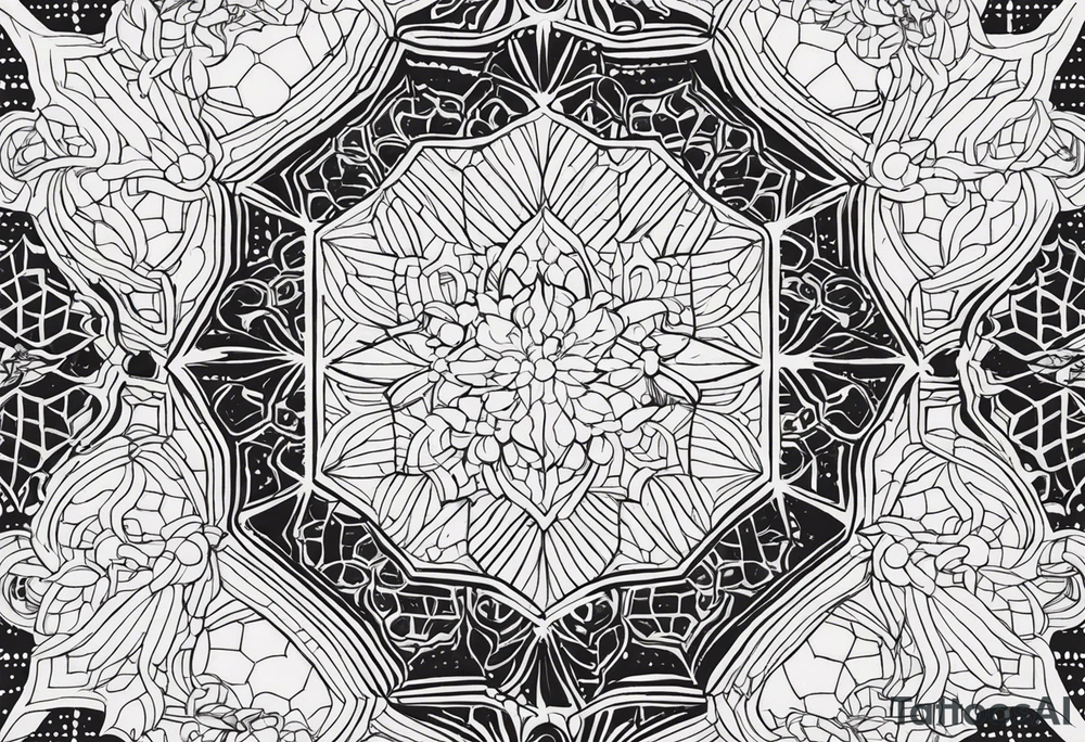 Even honeycomb pattern containing snowflakes tattoo idea