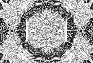 Even honeycomb pattern containing snowflakes tattoo idea