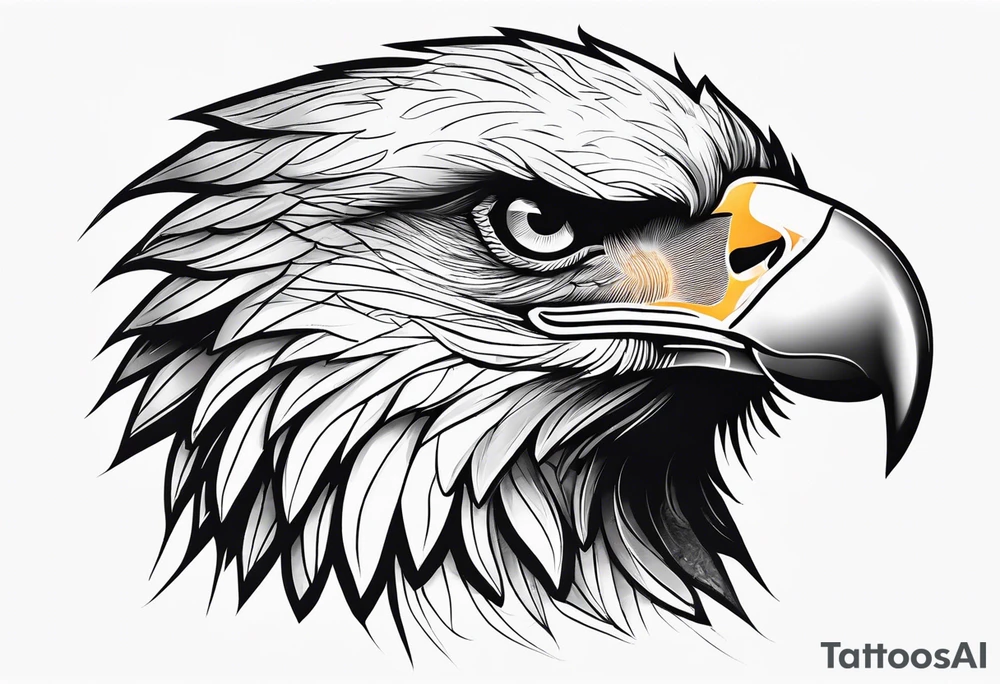 powerful eagle head with orange tone tattoo idea