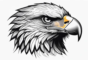 powerful eagle head with orange tone tattoo idea