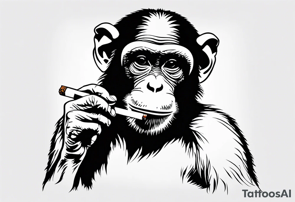 simple picture of a monkey smoking a cigarette, plain and simple smoking a cigarette tattoo idea