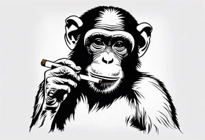 simple picture of a monkey smoking a cigarette, plain and simple smoking a cigarette tattoo idea