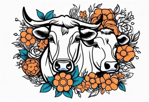 cow

old school vintage simple traditional design with vintage flowers surrounding
bold color simple tattoo idea