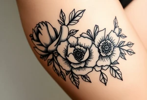 peonies and honey combs tattoo idea